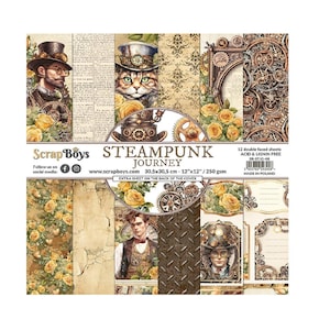 Bloc de papel para álbum de recortes Steampunk de Scrapboys, 12 x 12