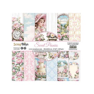 Bloc de papier de scrapbooking Sweet Peonies de Scrapboys 8x8