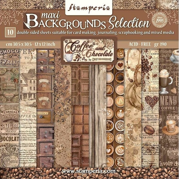 Stamperia Coffee and Chocolate Backgrounds 12x12 Scrapbooking Paper pad