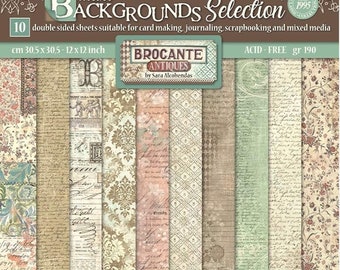 Stamperia Brocante Antiques BackGrounds 12x12 Scrapbooking Paper pad