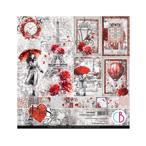 Ciao Bella Paris Je T'aime 12x12 Scrapbook Paper Pad – 12 Double-Sided Sheets – Romantic Parisian Theme for Cardmaking