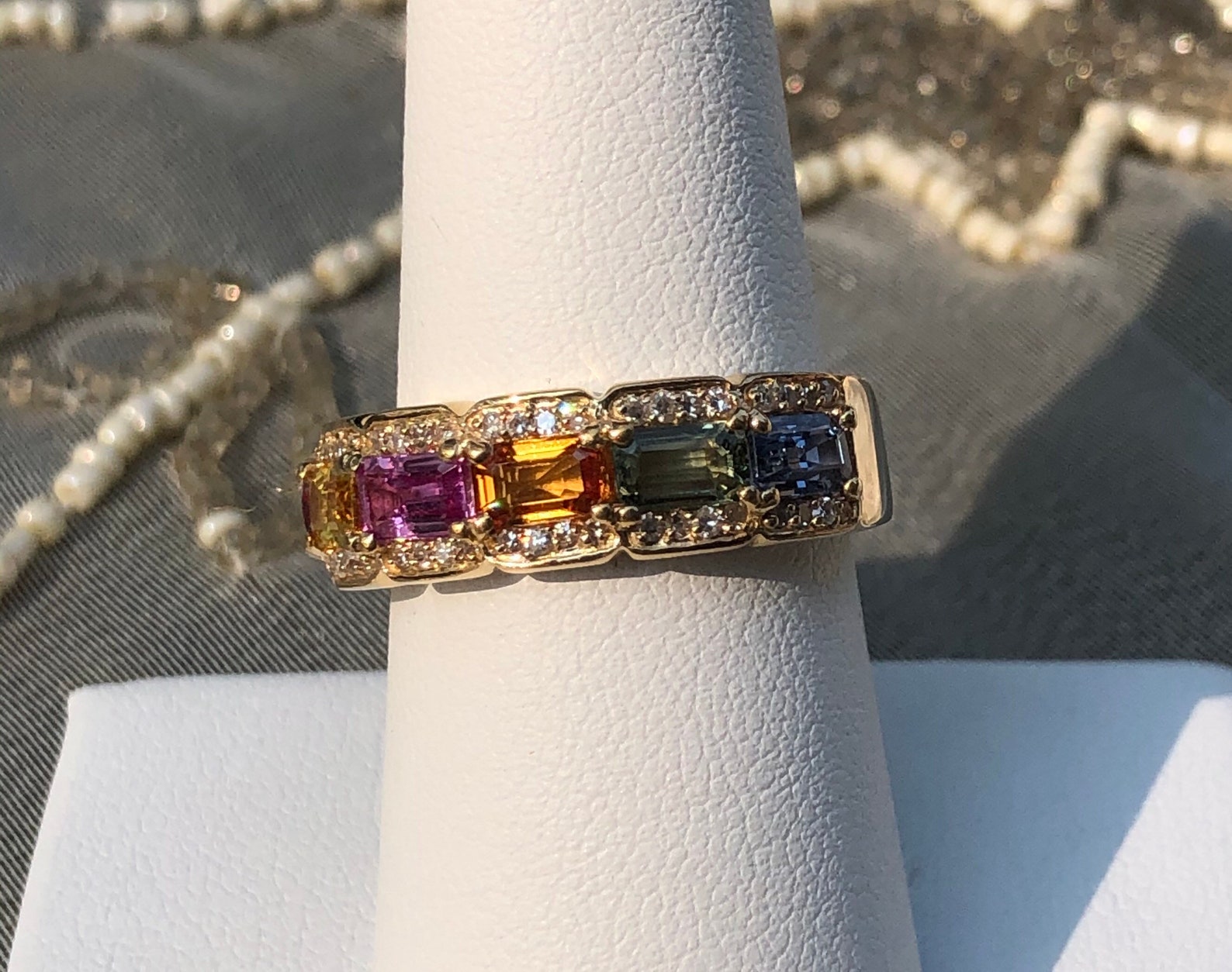 Designer Effy Multi-Gemstone and Diamond Gold Band Ring | Etsy