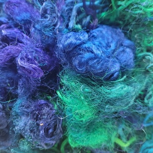Hand Dyed Silk Waste- 30g- Atlantis