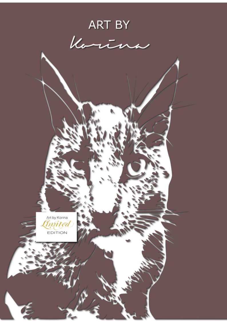 Cat paper cutting template EASY VERSION advance version available upon request