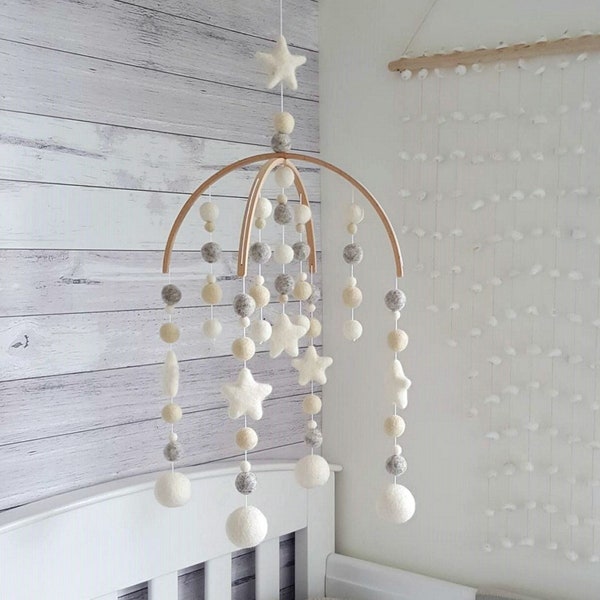 Baby Mobile Neutral, Nursery Mobile, Felt Mobile, Crib Mobile, Baby Shower Gifts, Mobile Nursery, Pregnancy Gift, Baby Room Decor, Baby Gift