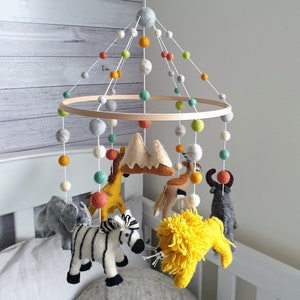 Safari Baby Mobile, Jungle Nursery Mobile Baby, Neutral Animal Africa, Elephant Cot Mobile, Lion King Jungle Mobile, Savanna Baby Boy Girl