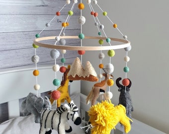 Safari Baby Mobile, Jungle Nursery Mobile Baby, Neutral Animal Africa, Elephant Cot Mobile, Lion King Jungle Mobile, Savanna Baby Boy Girl