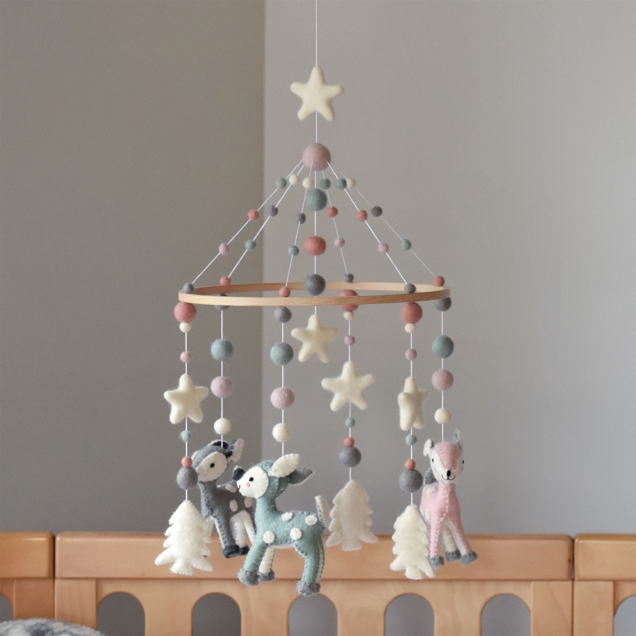 Woodland Baby Mobile Forest Nursery Mobile Deer Baby Crib Etsy