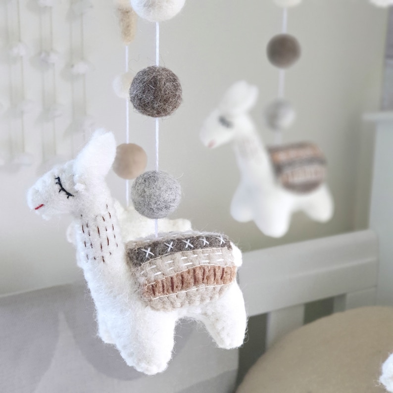 Neutral Llama Baby Mobile Nursery Mobile Cot Mobile Crib Etsy