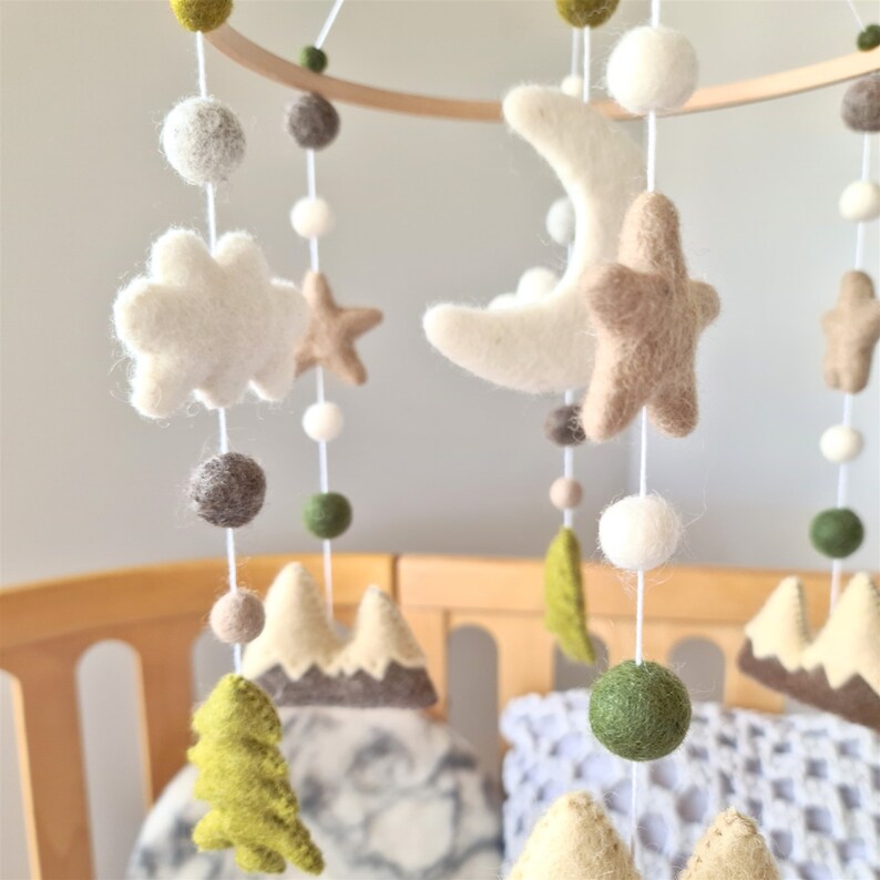 Nursery Mobile Woodland Baby Mobile Neutral Crib Mobile Etsy