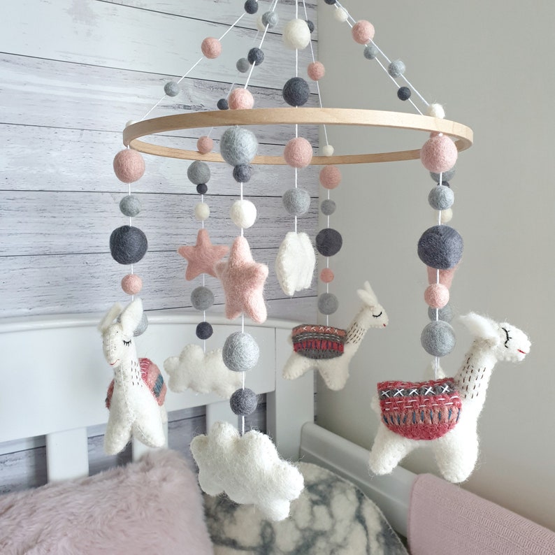Llama Baby Mobile Nursery Mobile Llama Cot Mobile Crib Etsy