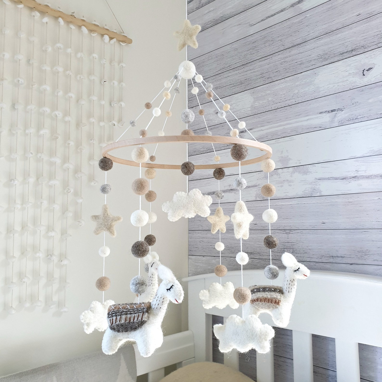 Neutral Llama Baby Mobile Nursery Mobile Cot Mobile Crib Etsy