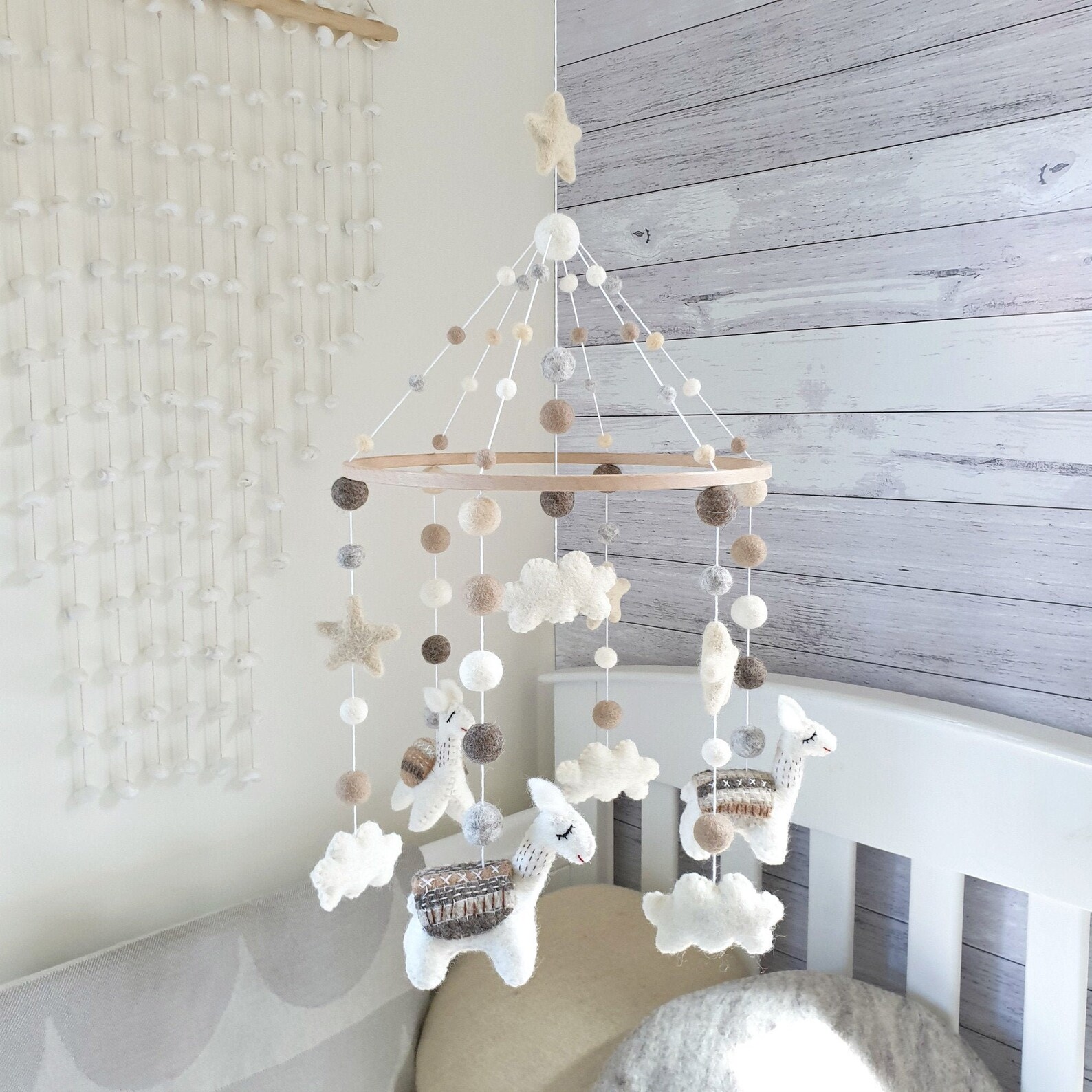 Neutral Llama Baby Mobile Nursery Mobile Cot Mobile Crib Etsy