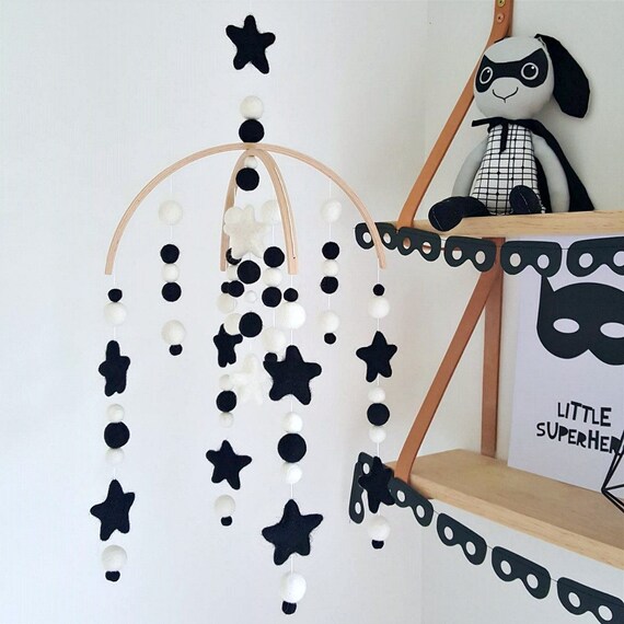 cot mobile black and white