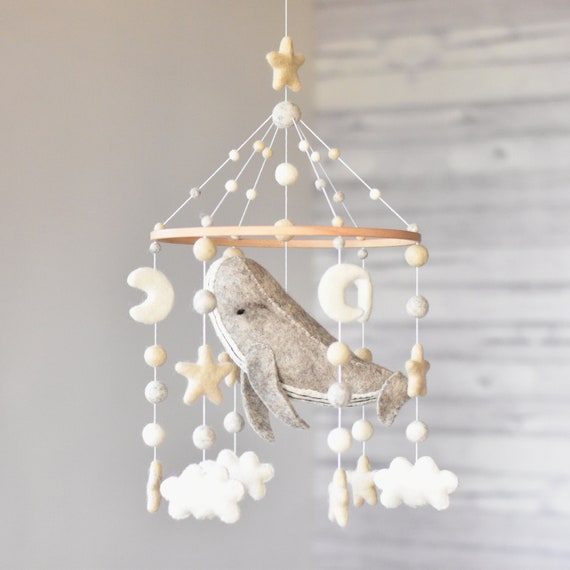 Whale Baby Mobile Ocean Nursery Mobile Neutral Baby Mobile Etsy
