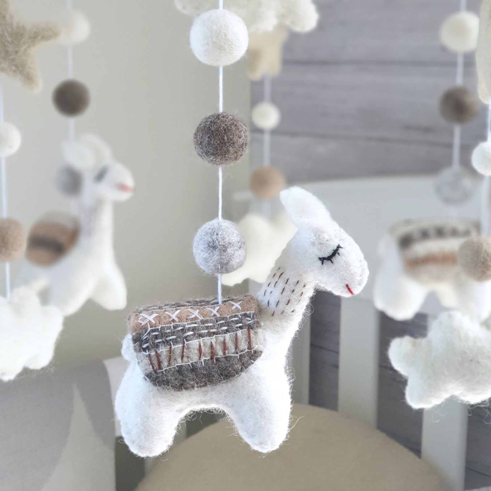 Neutral Llama Baby Mobile Nursery Mobile Cot Mobile Crib Etsy