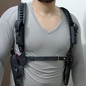 Impressive Handcrafted Double side holster for Taurus, beretta,Glock,Hi point and all 9mm & .45 cal with quality leather and design.