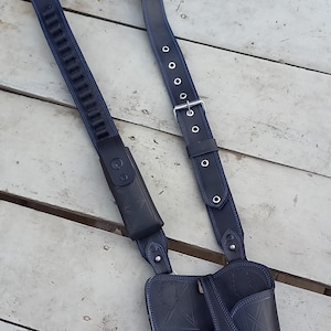 Impressive Handcrafted cross chest rig for Universal 9mm Stylish and quality leather.