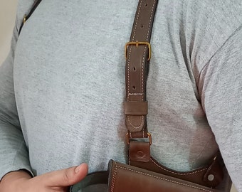 Coldre de couro feito à mão: 9 mm e calibre .45