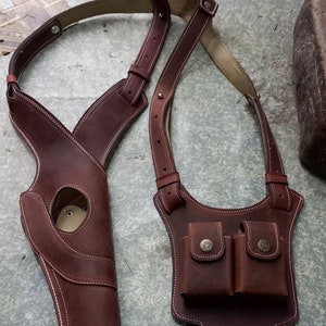 Handmade Leather Revolver Holster Rig, Long Barrel