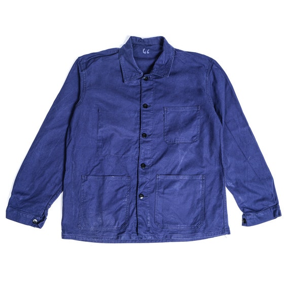 French Workwear Canvas Jacket 70's, vintage blue c