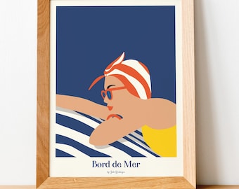 Seaside Poster Summer Dive – Retro Summer Illustration | Poster 30x40 cm | Made in France