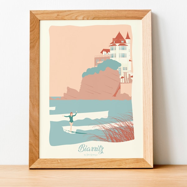 Affiche Voyage Biarritz, La Surfeuse