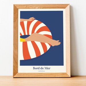 Affiche Bord de Mer Flottaison Douce – Illustration été rétro graphique | Poster 30x40 ou carte postale 10x15 | Made in France