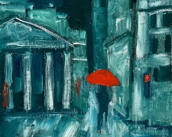 Pintura «Londres bajo la lluvia»: impresión en papel o lienzo Hahnemühle