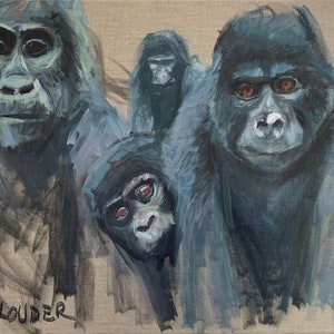 Three Gorillas and a Curious Baby Gorilla by Ryan  Louder
