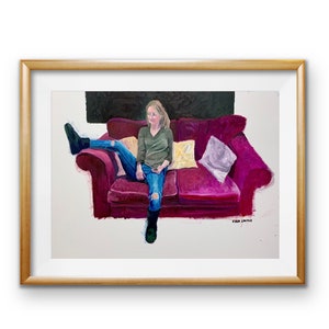 Painting  - Woman on Couch by London Artist- wall art - home decor - artwork -oil painting - large wall art - gift - modern art