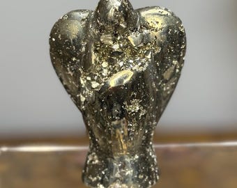 Pyrite Angel Carving: Wealth & Protection Crystal, Spiritual Decor
