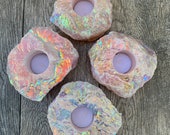 Angel Aura Rose Quartz Candle Holder, Angel Aura Quartz, Candles, Raw Rose Quartz Tea Light Holder, Succulent Planter, Home Decor, Reiki