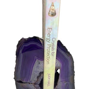 Purple Agate Bookends, Home Decor, Housewarming Gift for Him, Office Accessories,  Rocks and Geode Bookends, Library Decor, Gemstone Decor