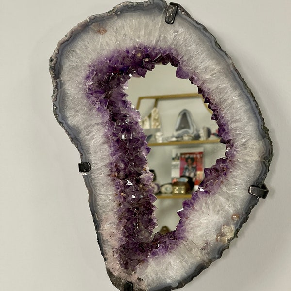 Amethyst Mirror, Amethyst Portal, Amethyst Decor, Home Accessories, Home Decor, Crystal Mirrors, Luxury Decor, Luxe Interiors, Purple decor