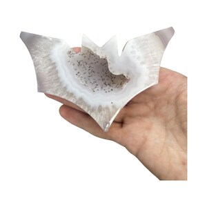 Natural Druzy Agate Bat Carvings, Witchy Crystal Decor, Carvings, Spooky Season Crystal Decor, Crystal Bat Druzy Crystals Halloween Crystals