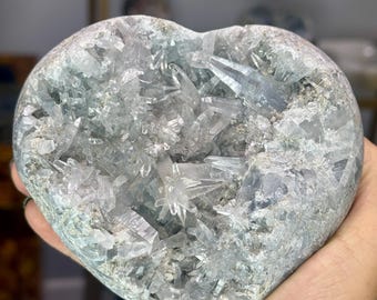 Large Celestite Heart, Gift for Crystal Lover, Something Blue Wedding Gift