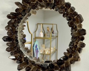 アメジスト　鏡　ミラー アメジストポイントライトアップミラー：クリスタルホーム