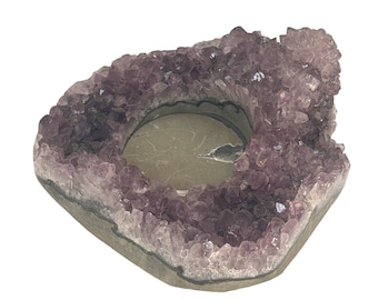 Large Raw Amethyst Candle Holder: Reiki Meditation Decor