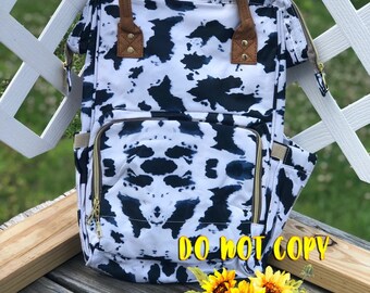 cow print backpack diaper bag