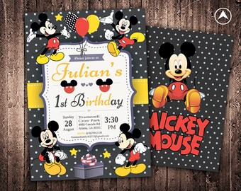 Mickey Mouse Invitation Etsy