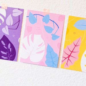 Queer Plant Postcards I Graphic Design & Typography I Plant Lovers I Subtle Pride, LGBTQIA+ I Alocasia, Monstera, Philodendron, Illustration