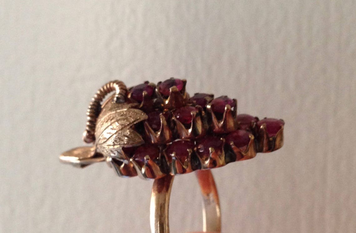 14K Gold Grape Cluster Ring 22 Rubies Vintage/antique Rose - Etsy UK