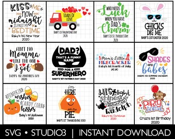 Download Silhouette Cricut Digital File Png Pdf Baby Boy S First Holiday Bib Shirt Bodysuit Set Svg Cut File Paper Party Kids Craft Supplies Tools