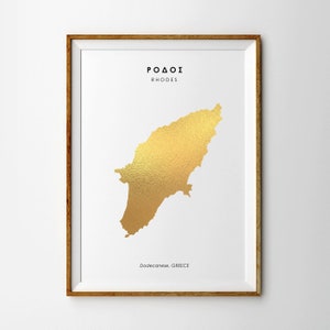 Carte RHODES Art REAL estampée à la main