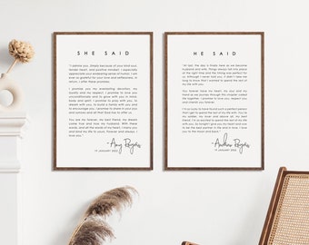 Vows Print Wall Art Custom Keepsake (Set of 2) *Display Image shows A2 size or 16x20&quot;