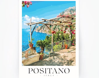 Italien Positano Reise Poster - Italien - Positano Poster - Amalfiküste Druck | Positano, Italien