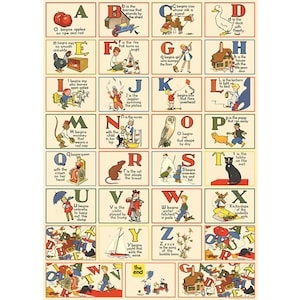 ABC Vintage Cavallini High Quality Poster – ABCs Alphabet Poster - 50x70cm - 20x28" Large Poster - Vintage Wall Print