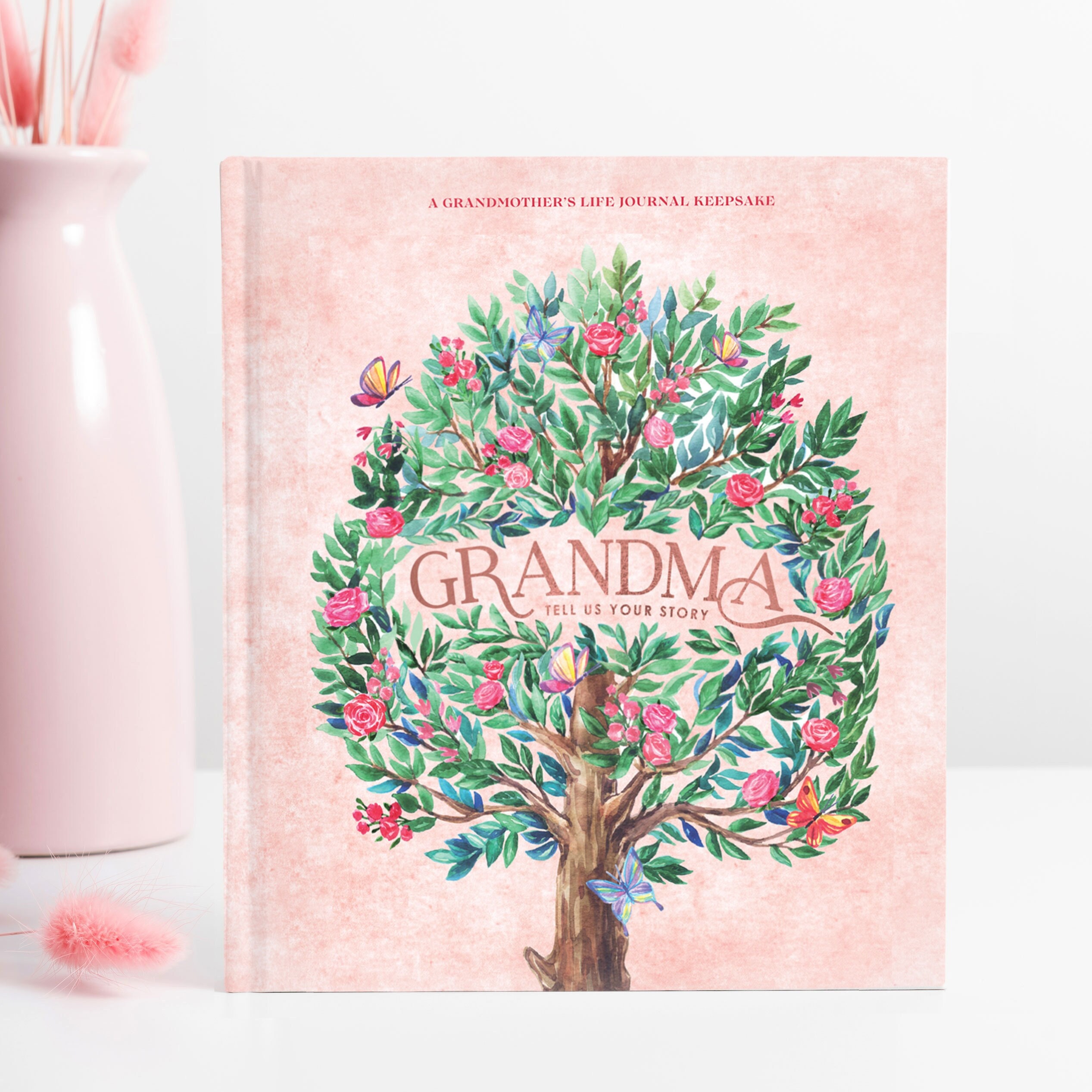Christmas Memory Book Hardcover Christmas Card & Photo Album Journal  Personalized Newlywed Christmas Gift Grandmother Gold Trees 