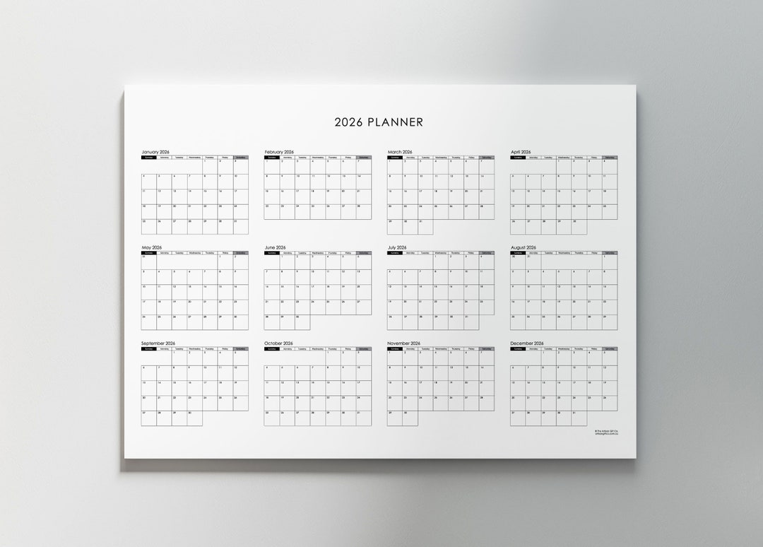 2026 Yearly Wall Planner Extra Large Yearly Wall Planner 2026